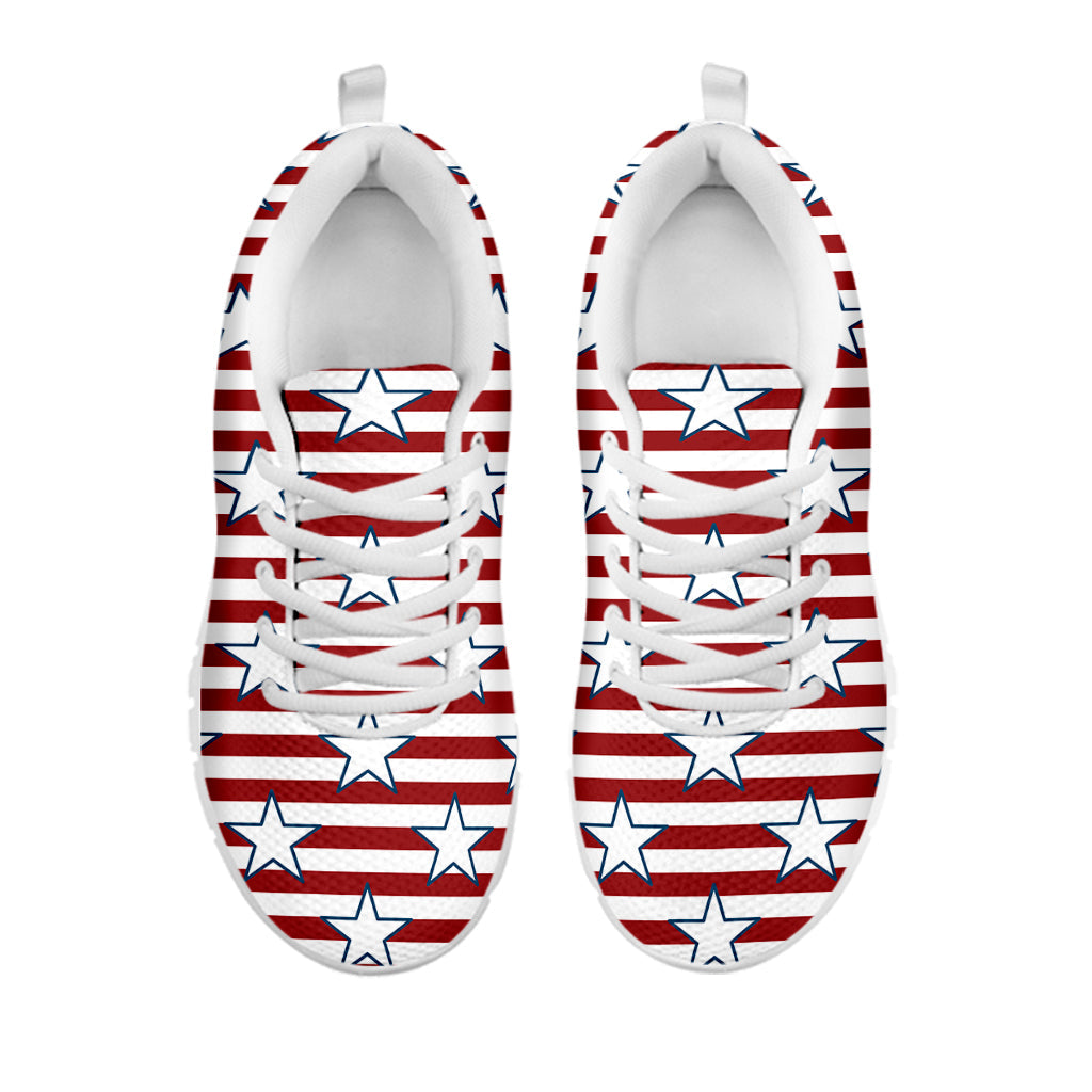 Red Striped USA Star Pattern Print White Running Shoes