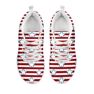 Red Striped USA Star Pattern Print White Running Shoes