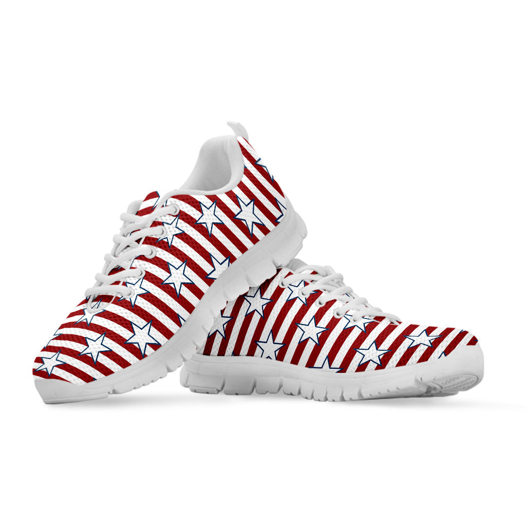 Red Striped USA Star Pattern Print White Running Shoes