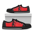 Red Sun Samurai Print Black Low Top Sneakers
