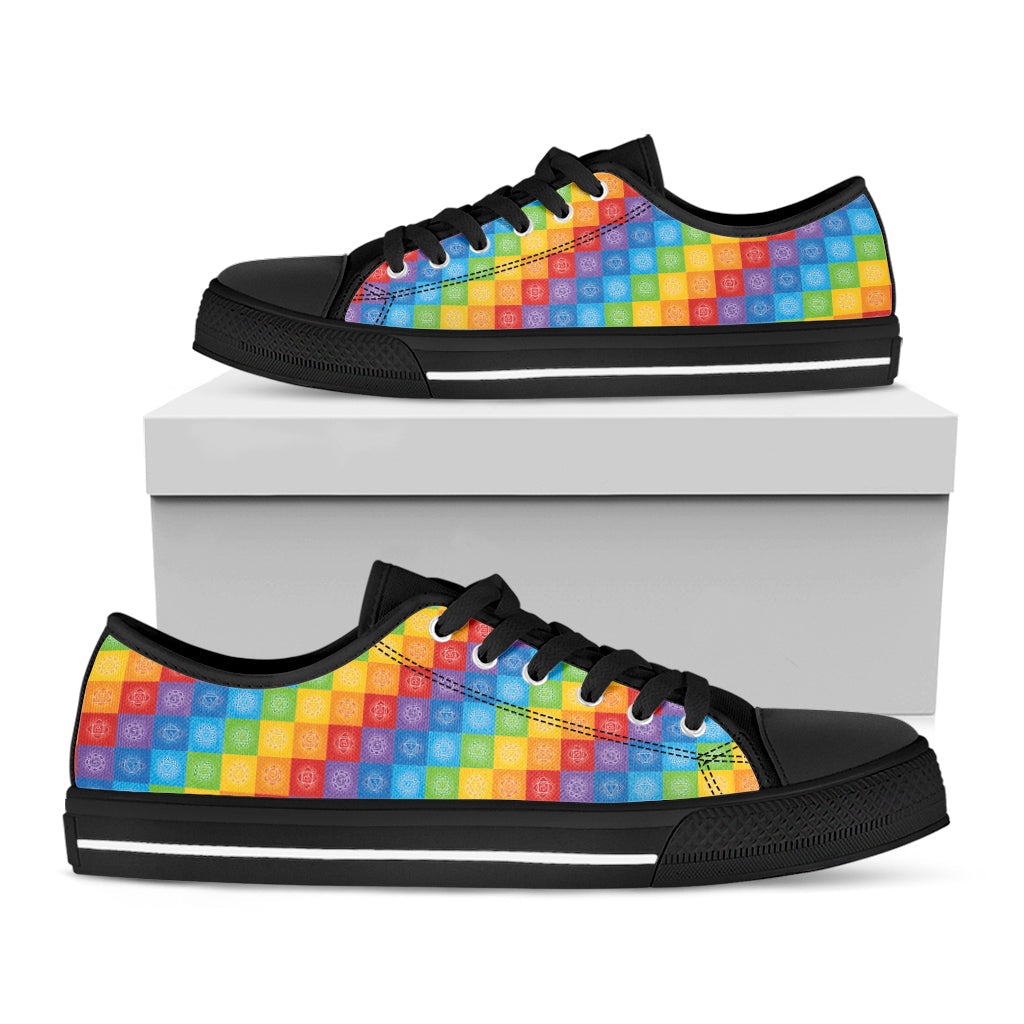 Reiki And The 7 Chakras Pattern Print Black Low Top Sneakers