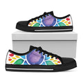 Reiki Chakra Flower Print Black Low Top Sneakers