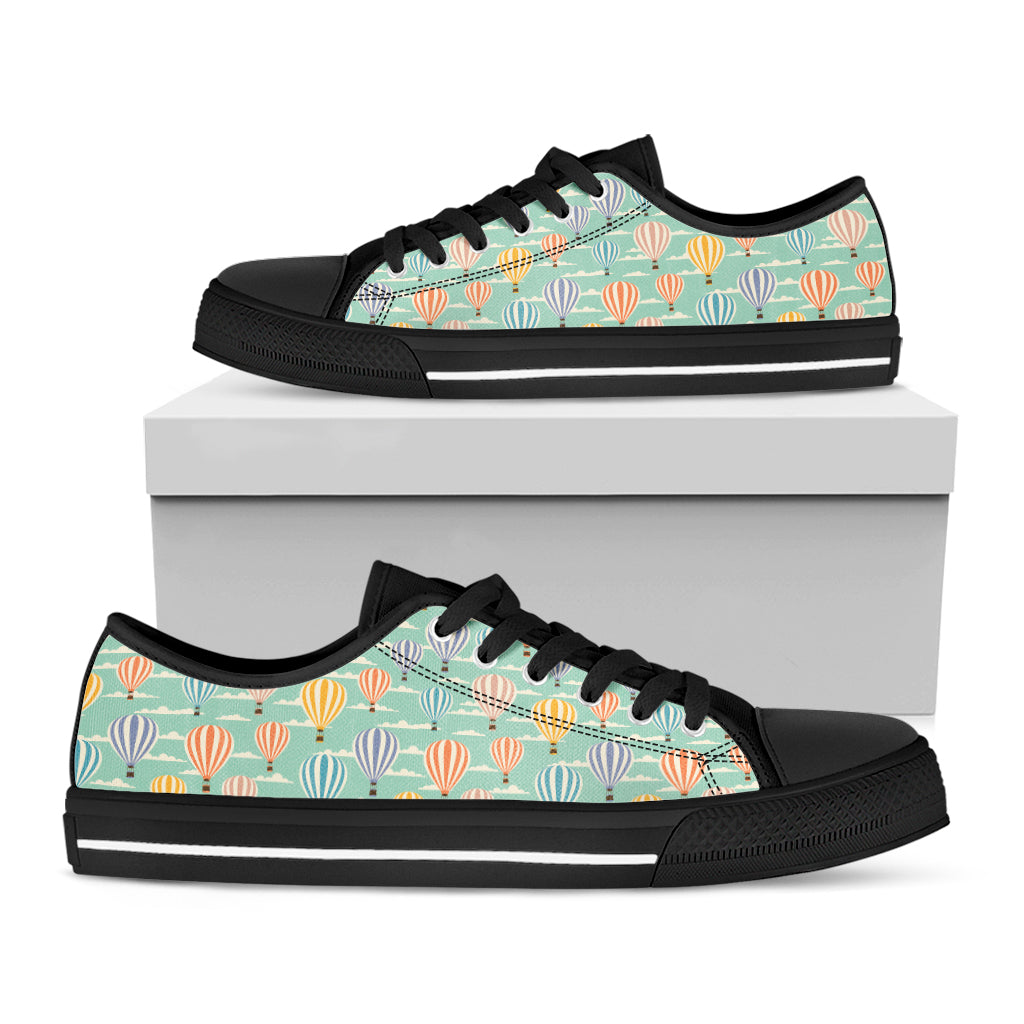 Retro Air Balloon Pattern Print Black Low Top Sneakers
