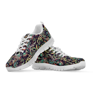 Retro Indian Paisley Pattern Print White Running Shoes