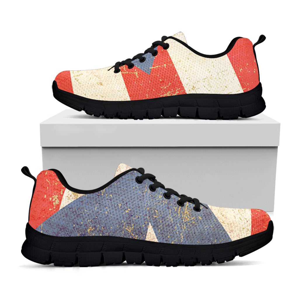 Retro Puerto Rican Flag Print Black Running Shoes