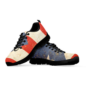 Retro Puerto Rican Flag Print Black Running Shoes
