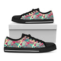 Retro Tennis Pattern Print Black Low Top Sneakers