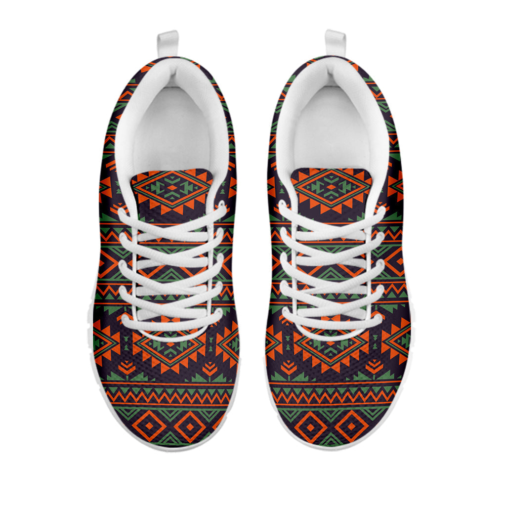 Retro Tribal Navajo Pattern Print White Running Shoes
