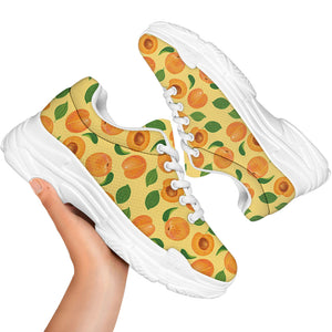 Ripe Apricot Fruit Pattern Print White Chunky Shoes