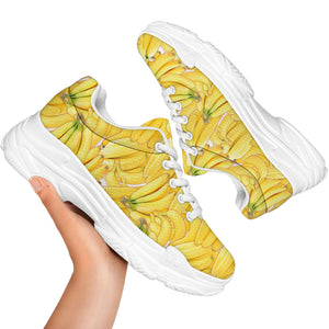 Ripe Banana Pattern Print White Chunky Shoes