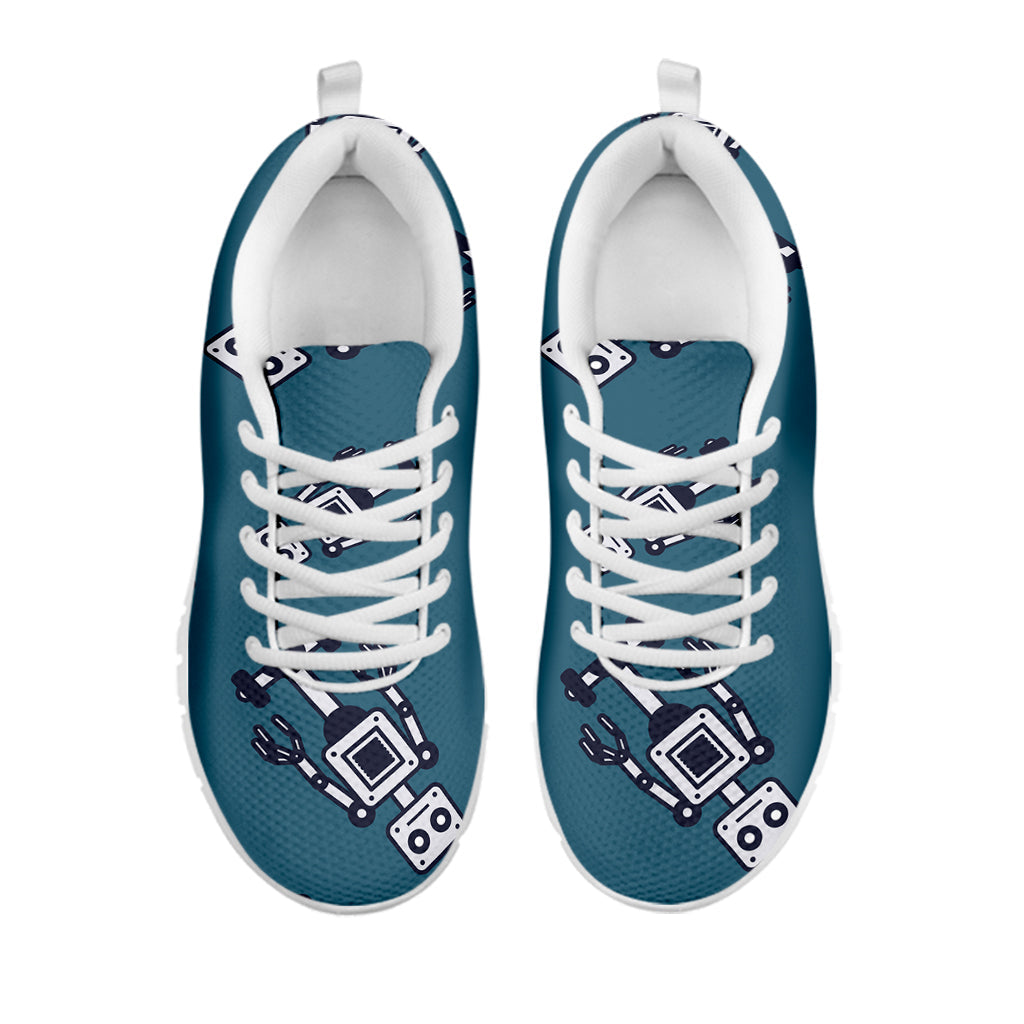 Robot Servant Pattern Print White Running Shoes