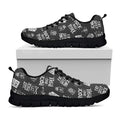Rock And Roll Music Pattern Print Black Running Shoes