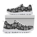 Rock And Roll Music Pattern Print White Running Shoes