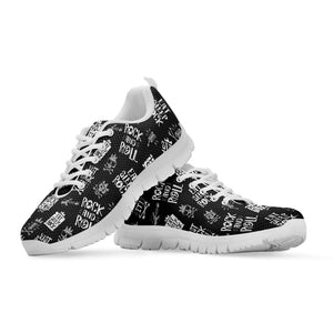 Rock And Roll Music Pattern Print White Running Shoes