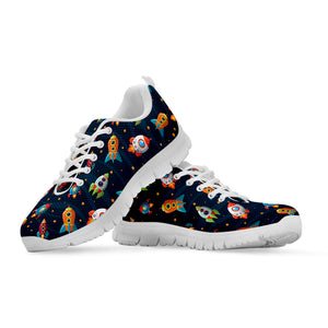 Rockets And Stars Pattern Print White Running Shoes