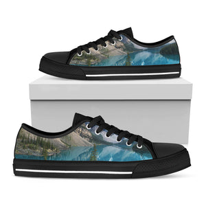 Rocky Mountain Print Black Low Top Sneakers