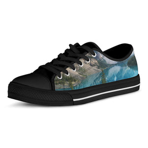 Rocky Mountain Print Black Low Top Sneakers
