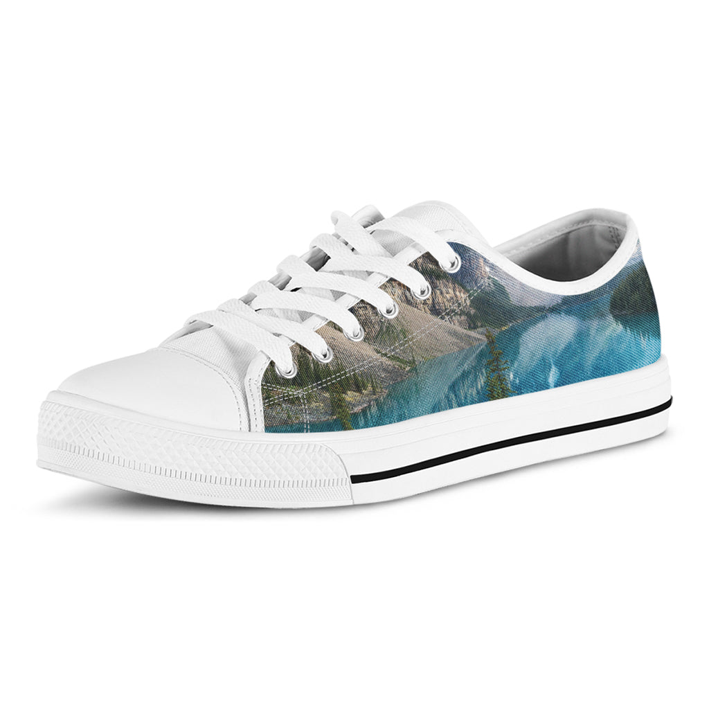 Rocky Mountain Print White Low Top Sneakers