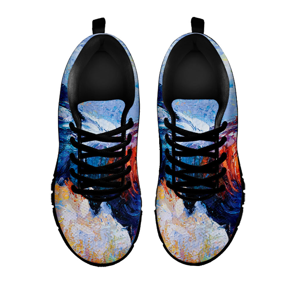 Rooster Painting Print Black Running Shoes
