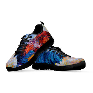 Rooster Painting Print Black Running Shoes