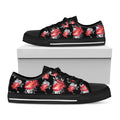 Rose And Heart Pattern Print Black Low Top Sneakers
