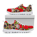 Rose Floral Sugar Skull Pattern Print White Running Shoes
