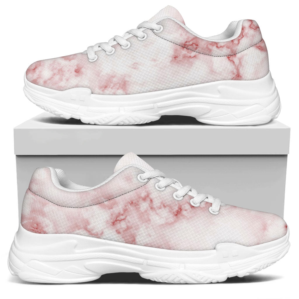 Rose Pink Marble Print White Chunky Shoes