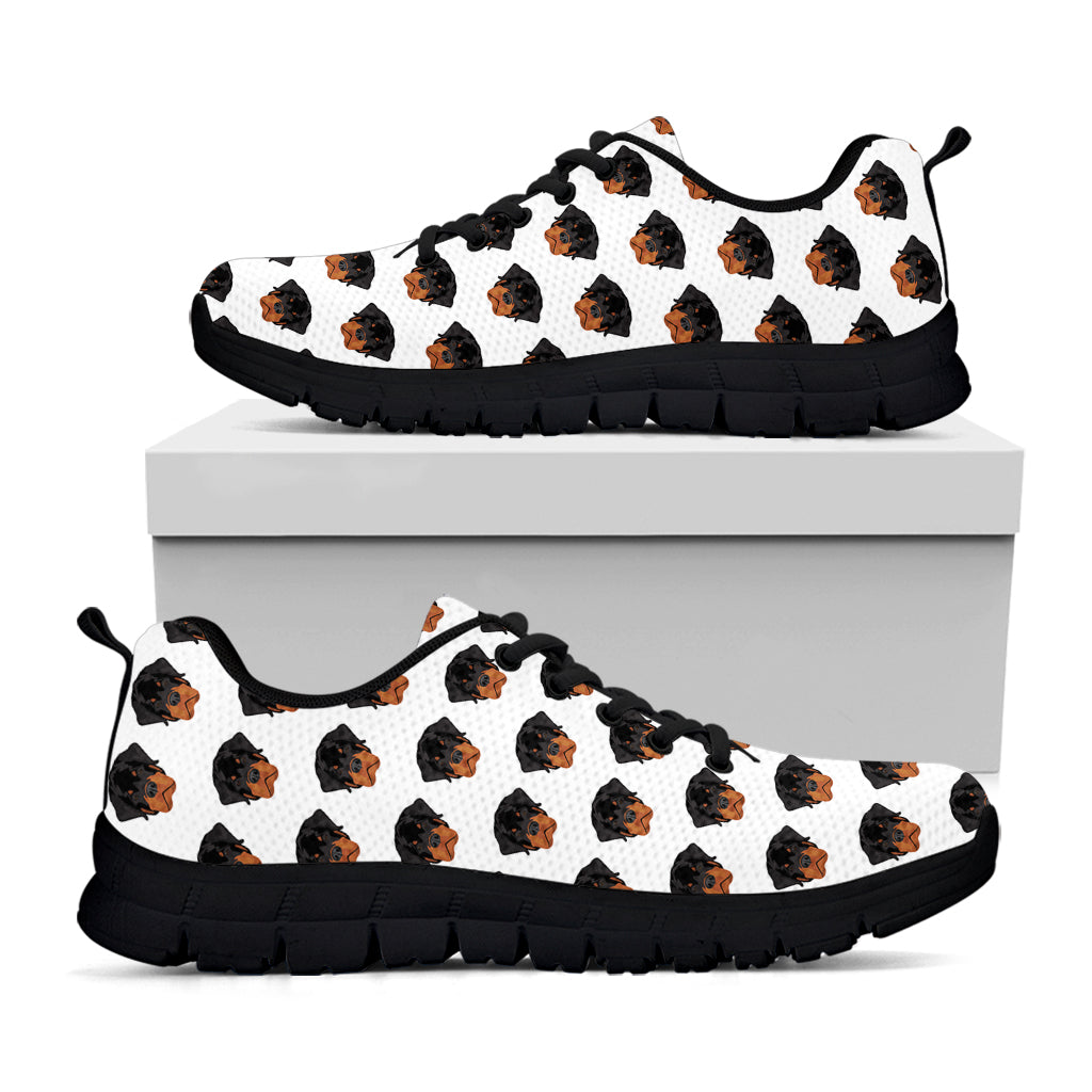 Rottweiler Face Pattern Print Black Running Shoes