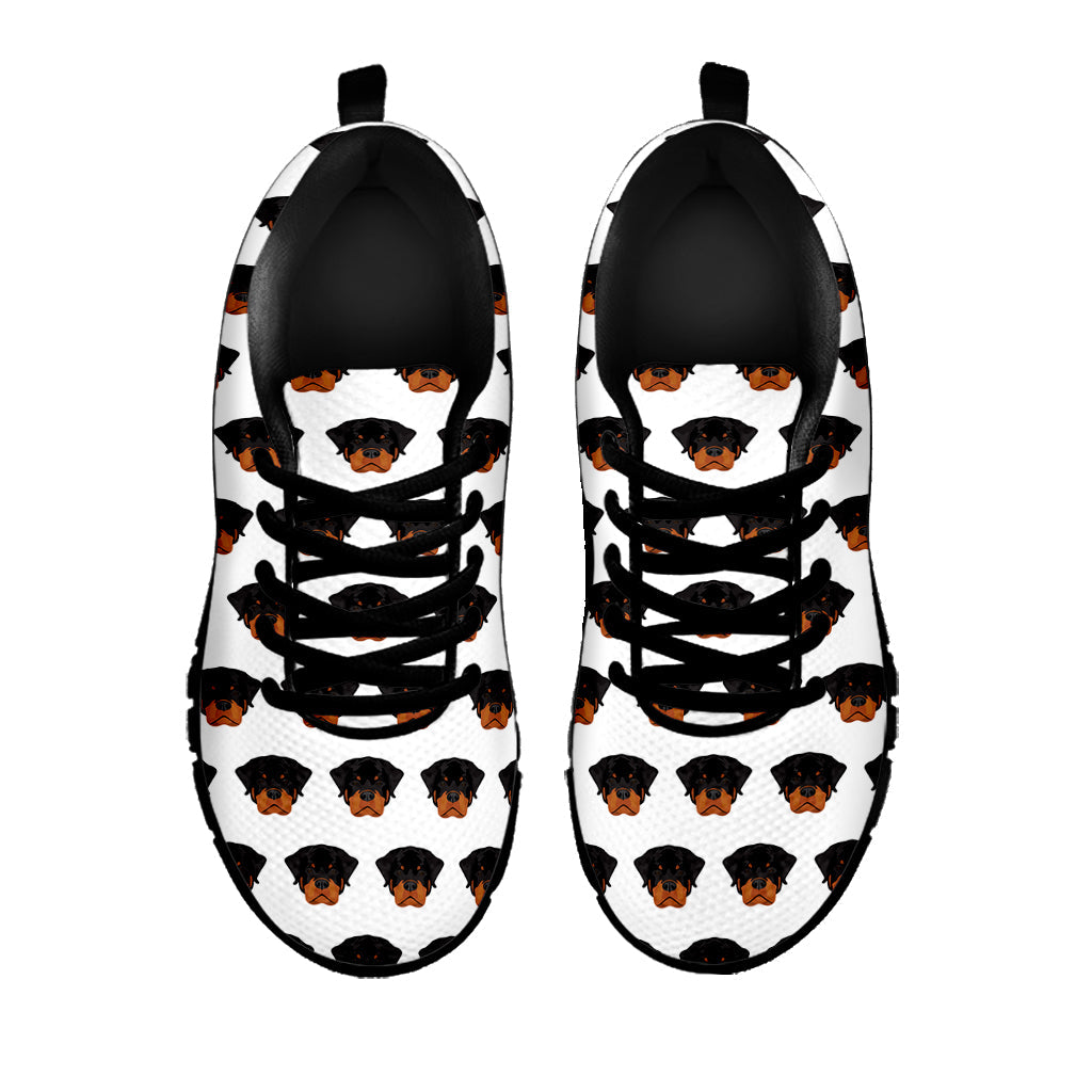Rottweiler Face Pattern Print Black Running Shoes