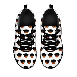 Rottweiler Face Pattern Print Black Running Shoes