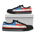 Rough USA Flag Print Black Low Top Sneakers