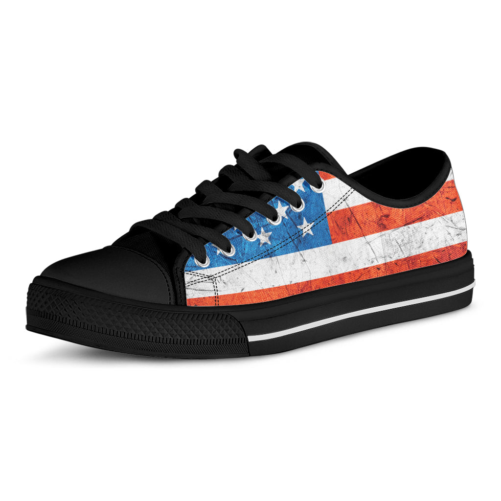 Rough USA Flag Print Black Low Top Sneakers
