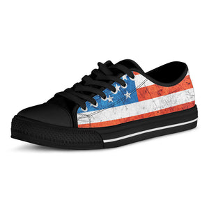 Rough USA Flag Print Black Low Top Sneakers