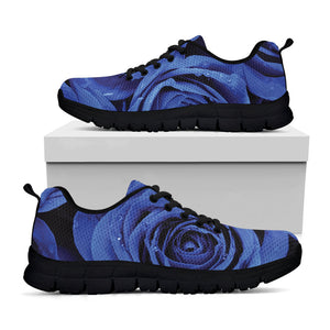 Royal Blue Rose Print Black Running Shoes