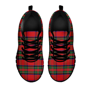 Royal Stewart Tartan Pattern Print Black Running Shoes