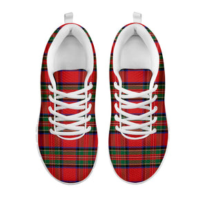 Royal Stewart Tartan Pattern Print White Running Shoes