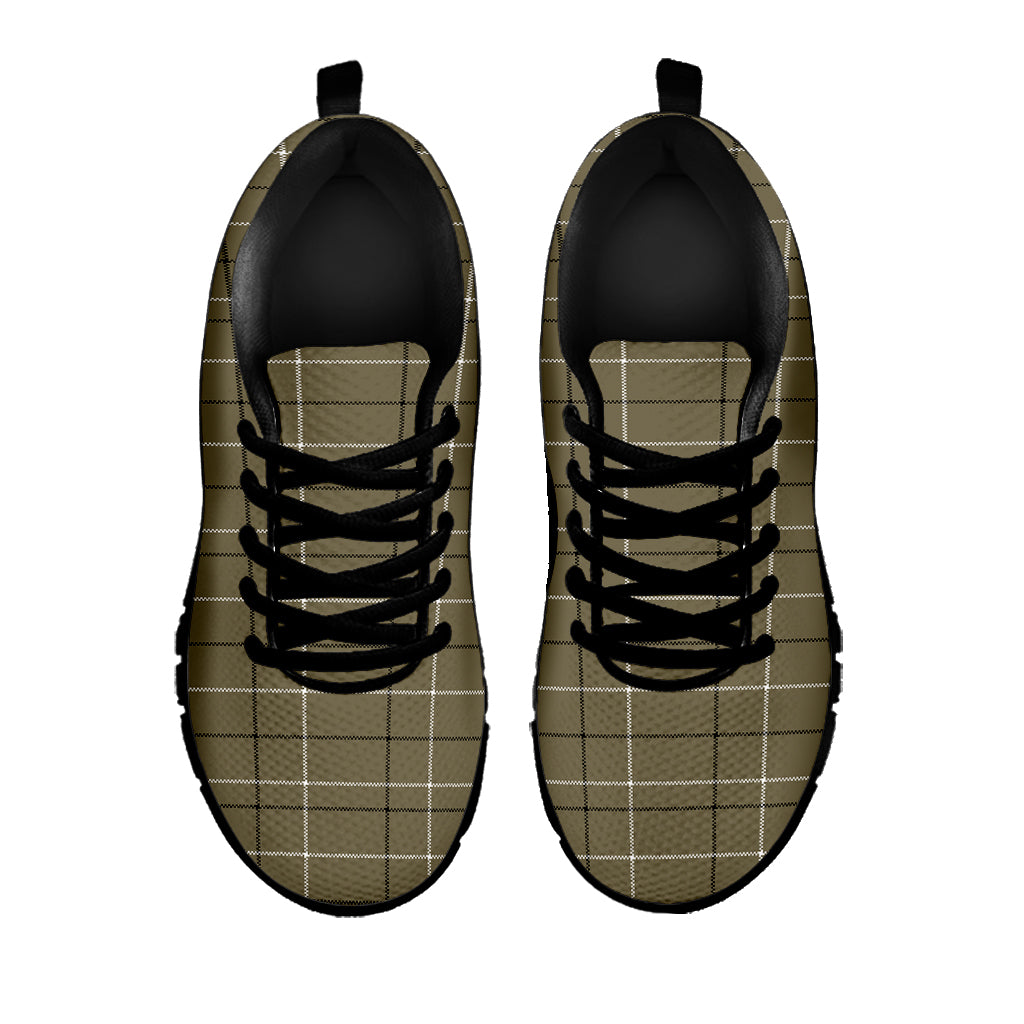 Sage Green Tattersall Pattern Print Black Running Shoes