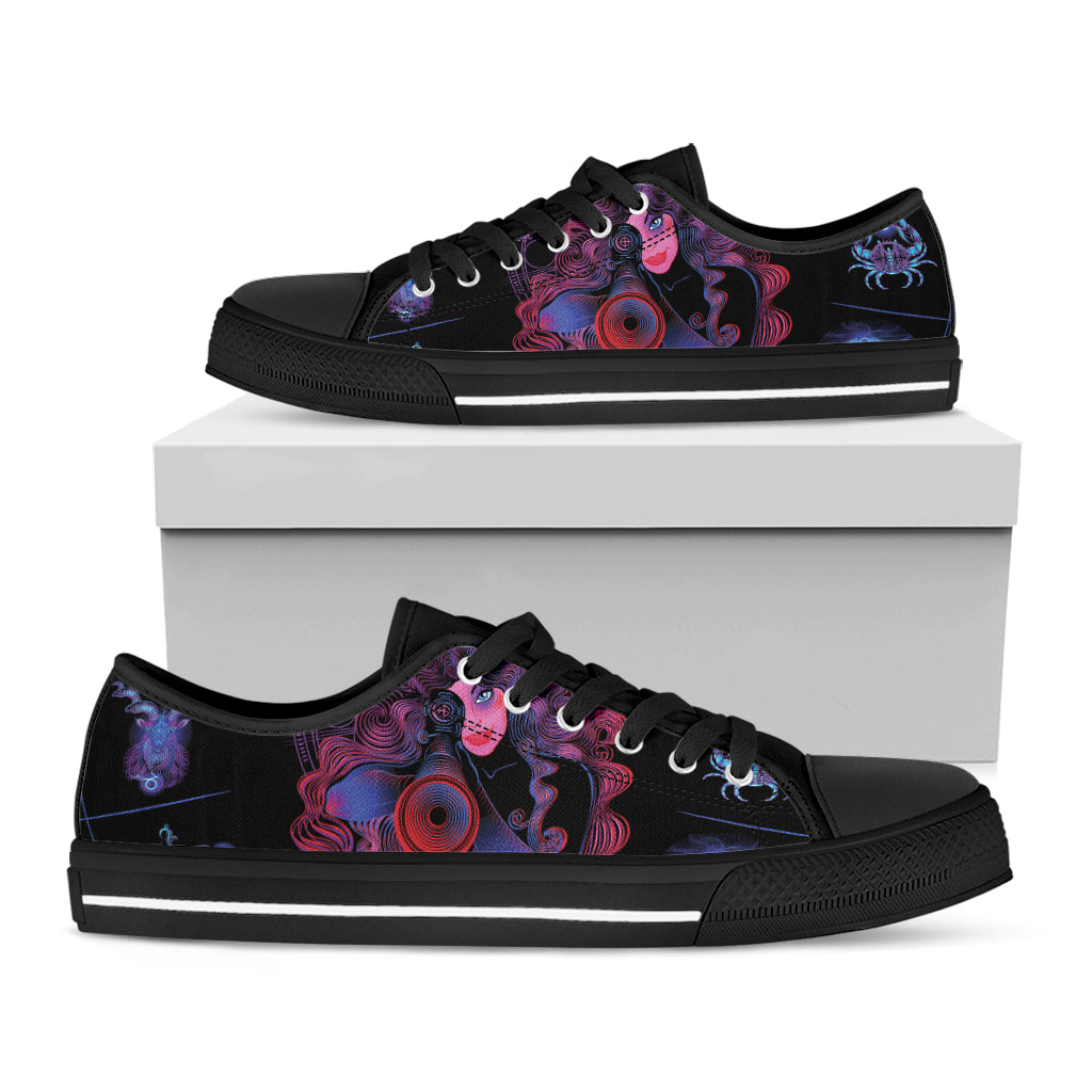 Sagittarius And Astrological Signs Print Black Low Top Sneakers