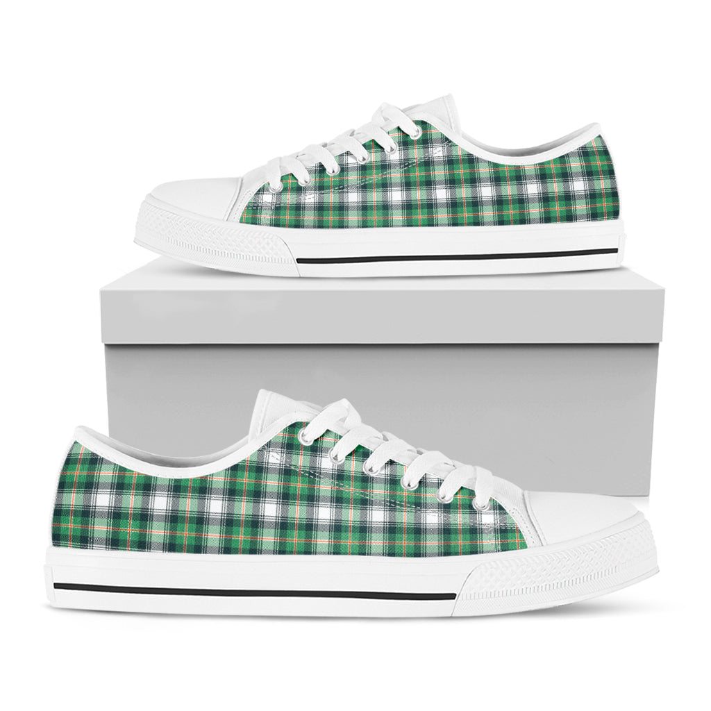 Saint Patrick's Day Tartan Pattern Print White Low Top Sneakers