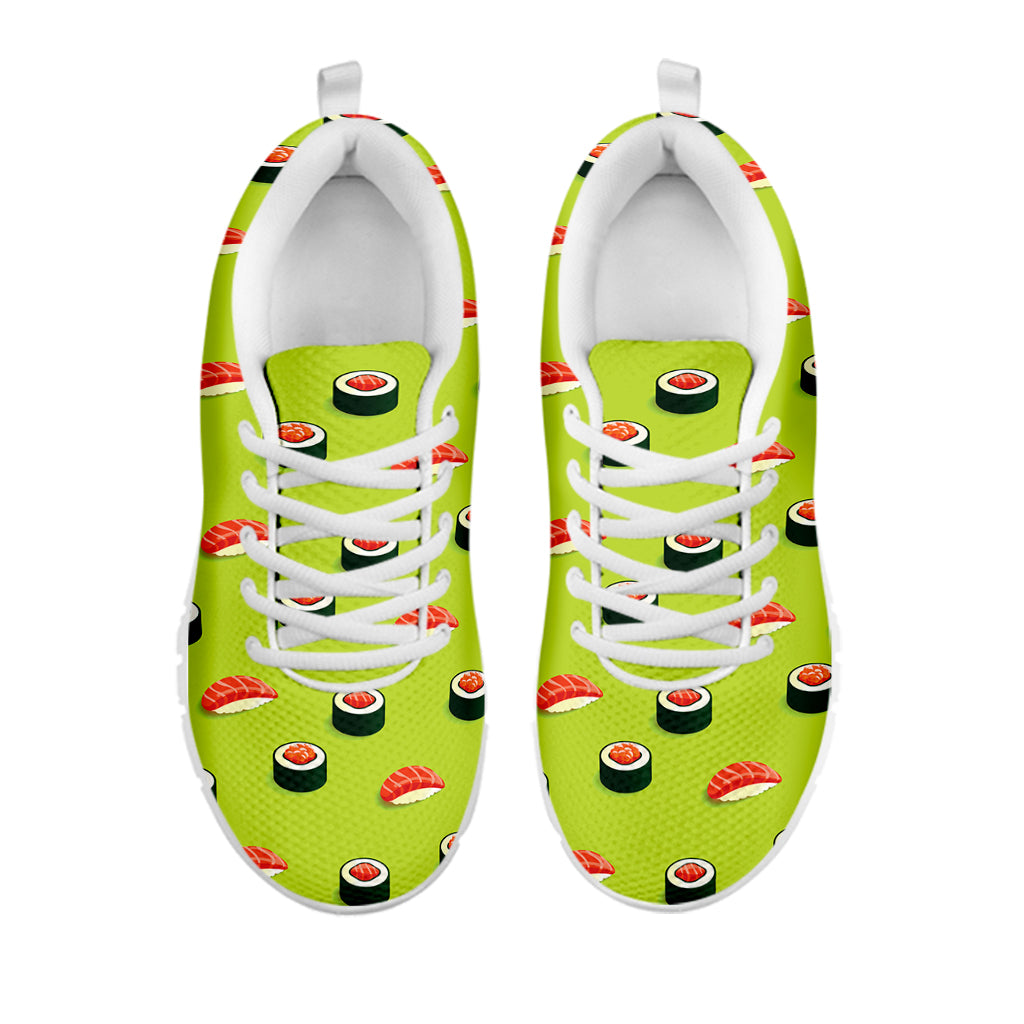 Salmon Sushi And Rolls Pattern Print White Running Shoes