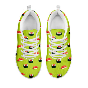 Salmon Sushi And Rolls Pattern Print White Running Shoes