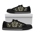Samurai Warrior Mask Print Black Low Top Sneakers
