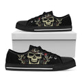 Samurai Warrior Skull Print Black Low Top Sneakers