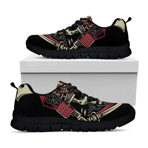 Samurai Warrior Skull Print Black Running Shoes