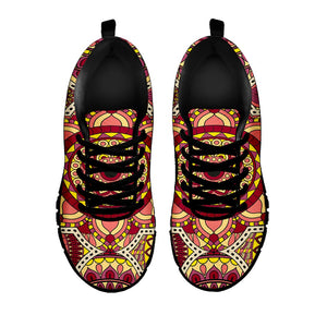 Sangria Mandala Bohemian Pattern Print Black Running Shoes