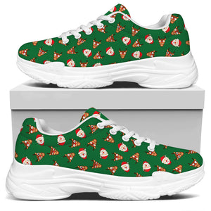 Santa Claus And Reindeer Emoji Print White Chunky Shoes