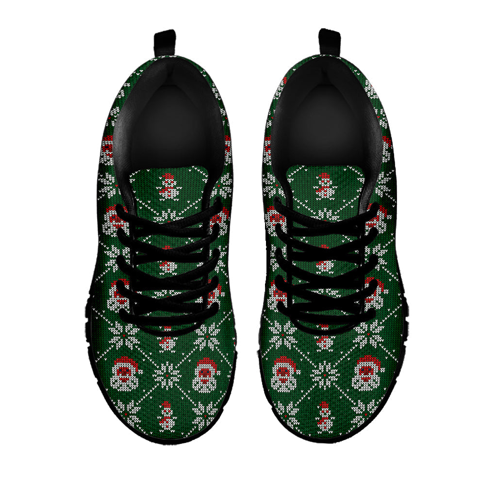 Santa Claus Knitted Pattern Print Black Running Shoes
