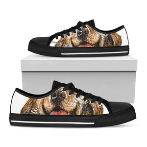 Santa Labrador Retriever Print Black Low Top Sneakers
