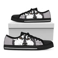 Santa Siberian Husky Print Black Low Top Sneakers