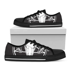 Satan Goat Skull Pentagram Print Black Low Top Sneakers